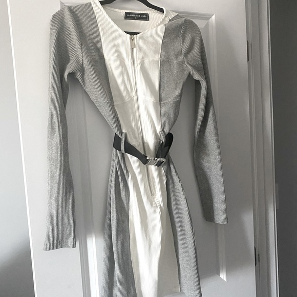 Maniere De Voir JUMPSUIT Ribbed One Piece Long Sleeves (Iced Grey/White) Size 10 - Picture 8 of 8